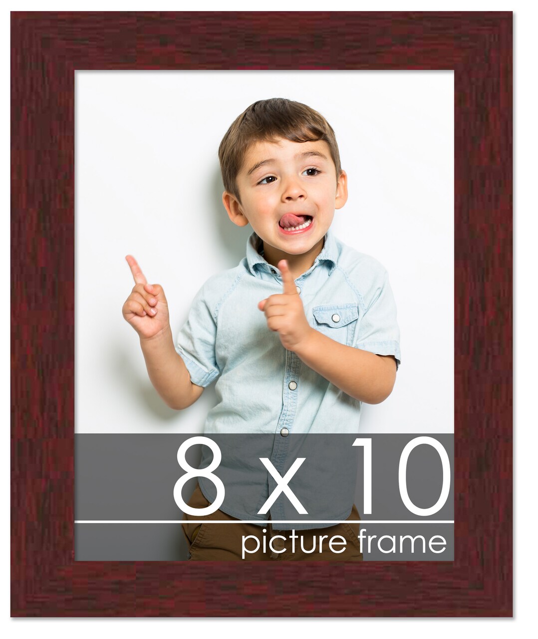 8x10 Solid Wood Picture Frame with UV-Resistant Acrylic & Acid-Free Backing, Available in 6 Finishes: Matte Black, Matte White, Metallic Bronze, Silver, Natural Wood Grain & Mahogany